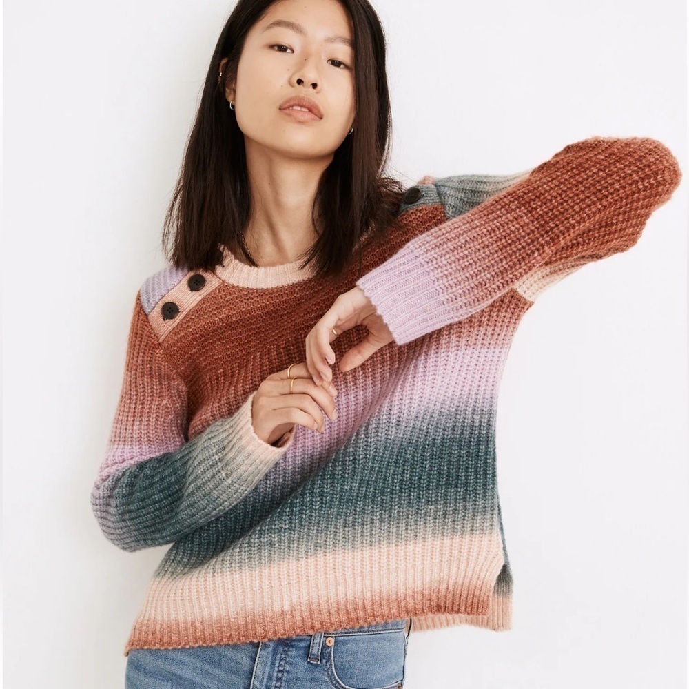 MADEWELL Space-Dyed Button-Shoulder Pullover Sweater Wool Alpaca Size Small